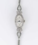 A LADIES FINE SOLID WHITE GOLD & DIAMOND ROLEX COCKTAIL BRACELET WATCH CIRCA 1926, WITH GUILLOCHE