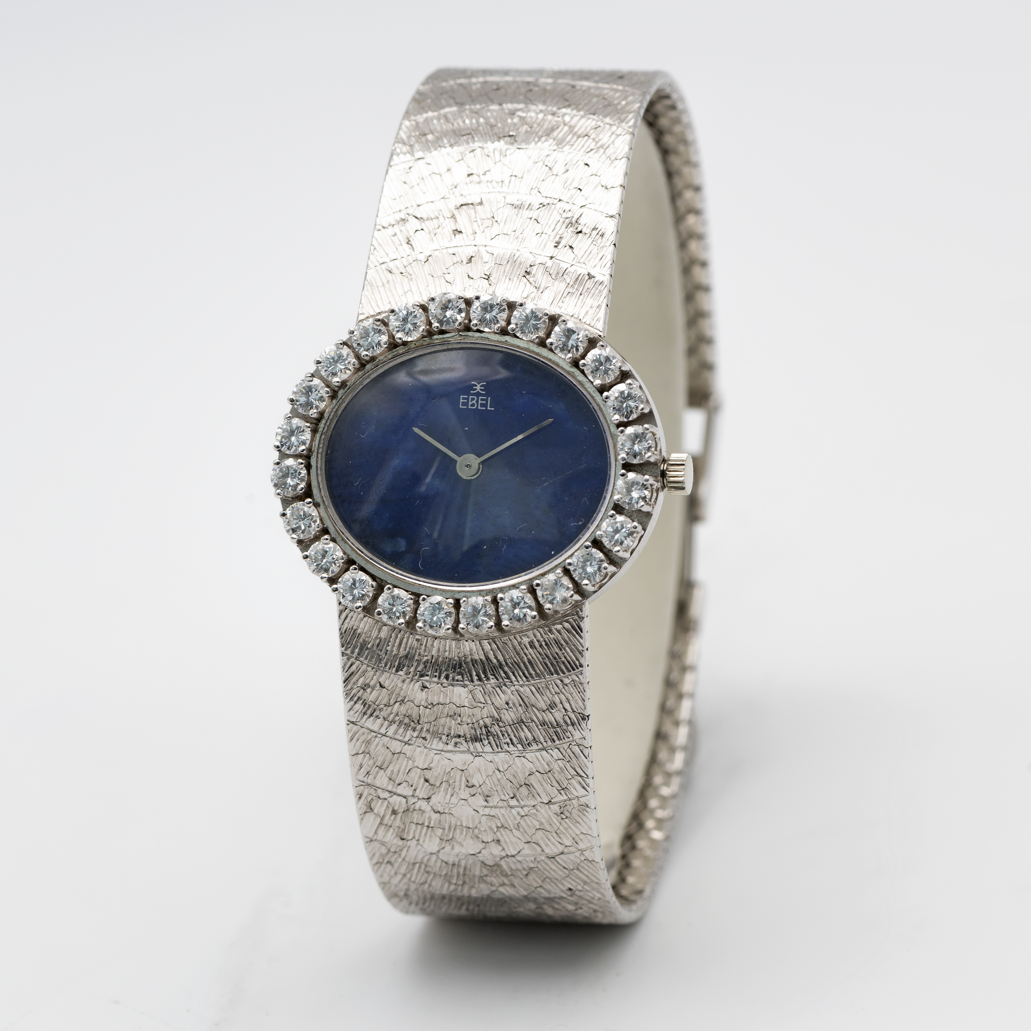 A LADIES FINE 18K SOLID WHITE GOLD & DIAMOND EBEL BRACELET WATCH CIRCA 1970s, WITH LAPIS DIAL, - Image 3 of 11