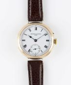 A GENTLEMAN'S EARLY 18K SOLID GOLD VACHERON & CONSTANTIN WRIST WATCH CIRCA 1915, WITH ENAMEL DIAL