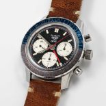 A GENTLEMAN'S STAINLESS STEEL HEUER AUTAVIA COMPRESSOR GMT CHRONOGRAPH WRIST WATCH CIRCA 1970,