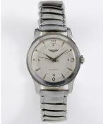 A GENTLEMAN'S STAINLESS STEEL LONGINES AUTOMATIC WRIST WATCH CIRCA 1950, REF 6280-3 "SEI TACCHE"