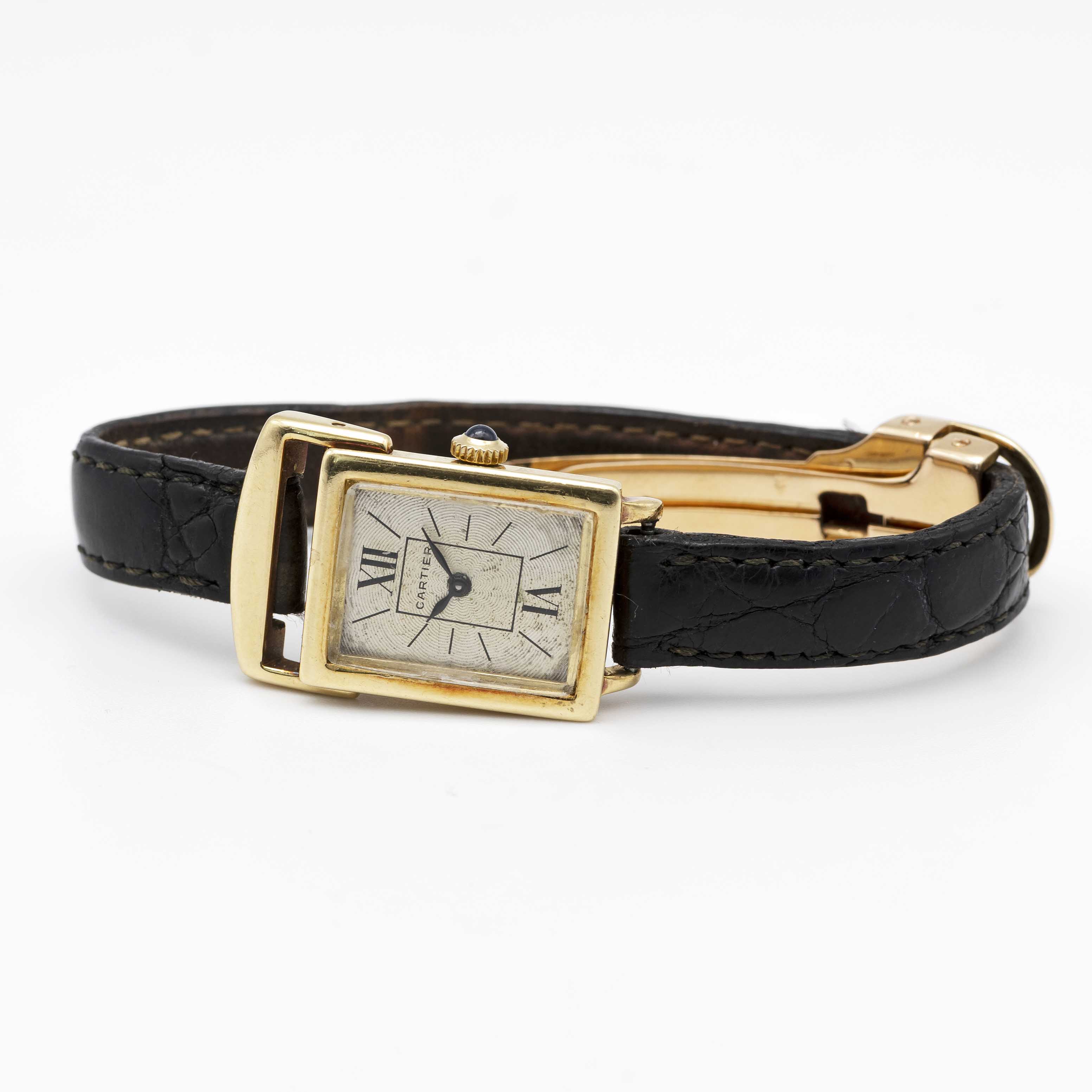 A RARE LADIES 18K SOLID GOLD CARTIER PIVOTANTE WRIST WATCH CIRCA 1960s WITH GUILLOCHE DIAL - Image 2 of 8