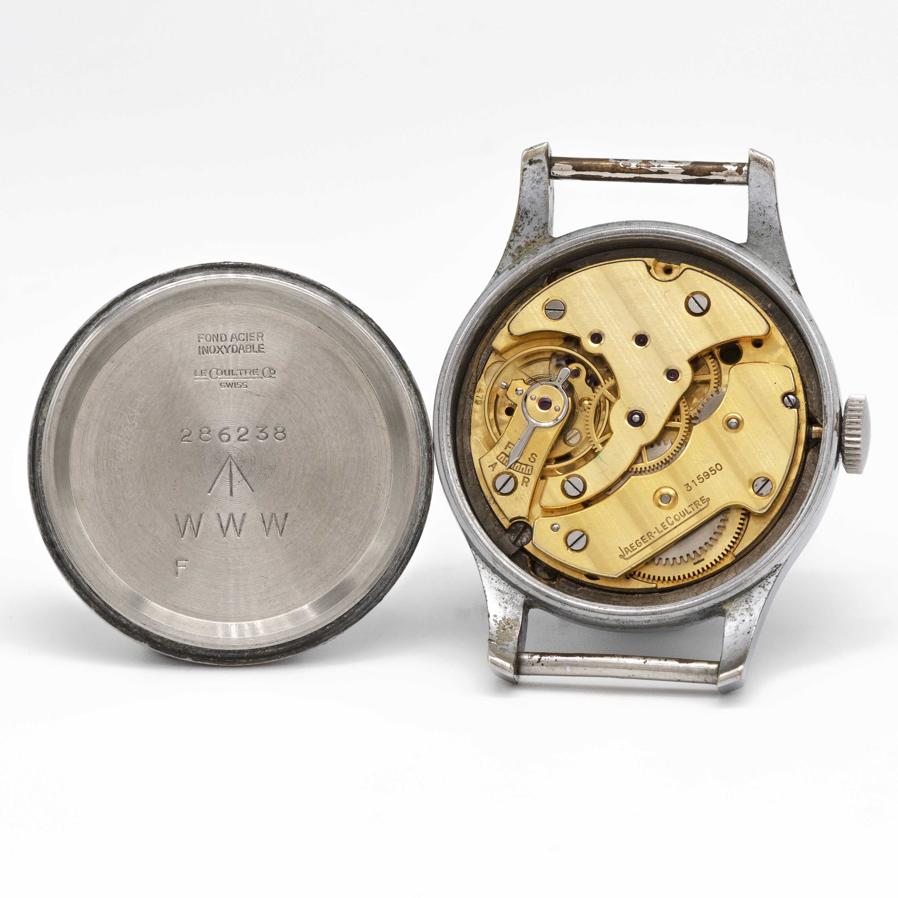 A GENTLEMAN'S BRITISH MILITARY JAEGER LECOULTRE W.W.W. WRIST WATCH CIRCA 1945, PART OF THE "DIRTY - Image 6 of 8