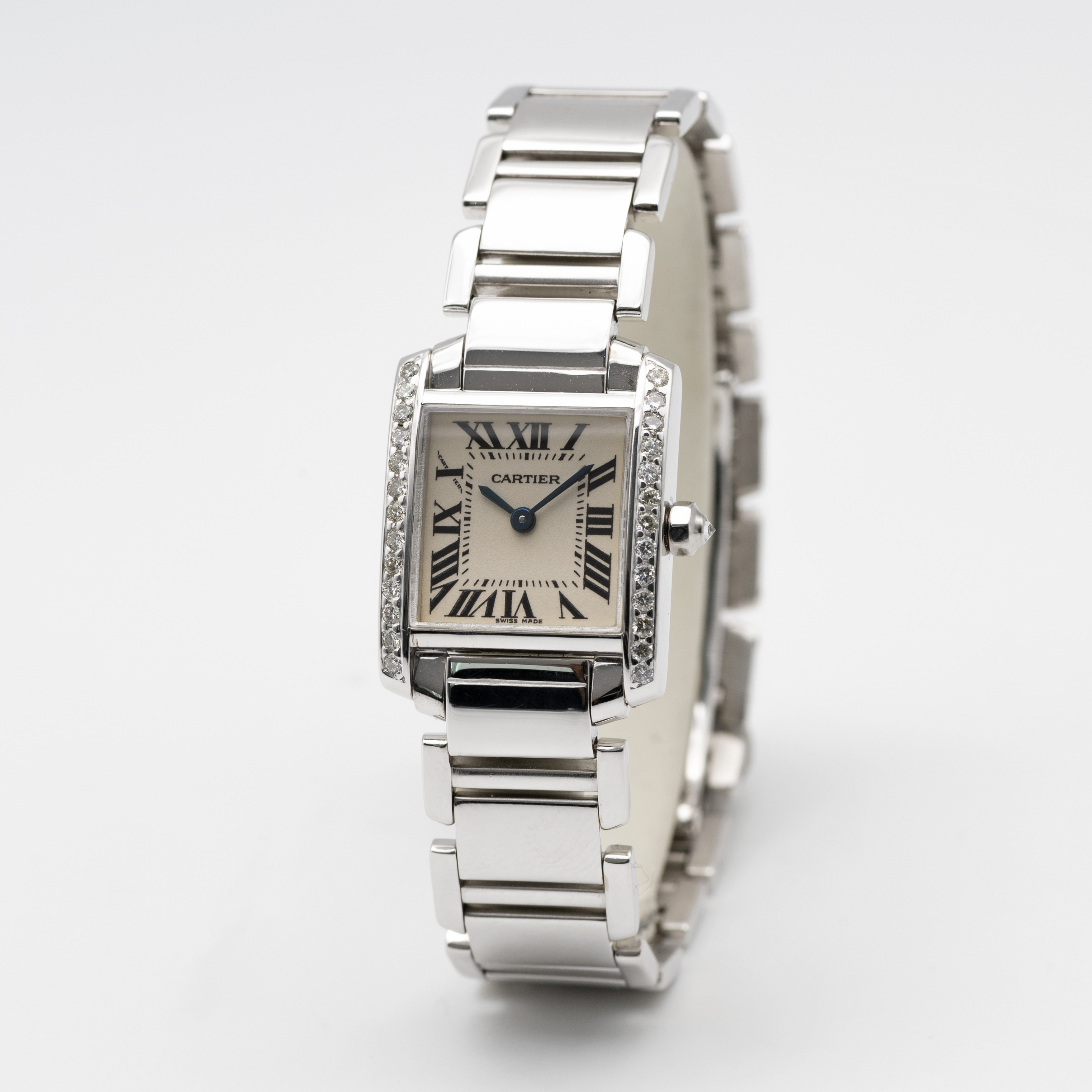 A LADIES 18K SOLID WHITE GOLD CARTIER TANK FRANCAISE BRACELET WATCH CIRCA 2005, REF. 2403 WITH AFTER - Image 3 of 9