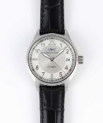 A MID SIZE STAINLESS STEEL IWC SPITFIRE FLIEGER AUTOMATIC WRIST WATCH DATED 2008, REF. IW325602,