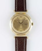 A RARE GENTLEMAN'S 18K SOLID YELLOW GOLD IWC AUTOMATIC DATE DE LUXE WRIST WATCH CIRCA 1960s