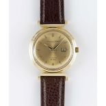 A RARE GENTLEMAN'S 18K SOLID YELLOW GOLD IWC AUTOMATIC DATE DE LUXE WRIST WATCH CIRCA 1960s