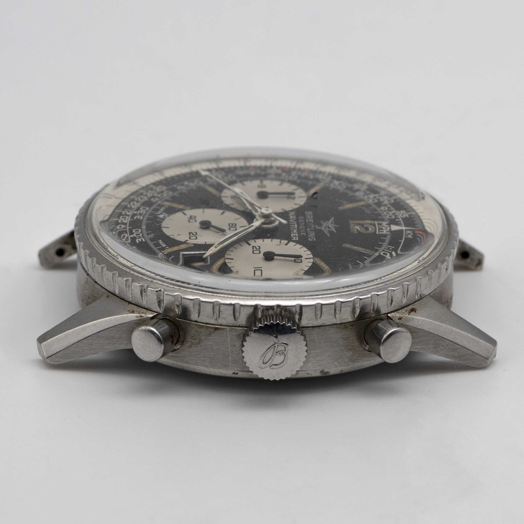 A RARE GENTLEMAN'S STAINLESS STEEL MILITARY BREITLING NAVITIMER CHRONOGRAPH PILOTS WRIST WATCH CIRCA - Image 10 of 11