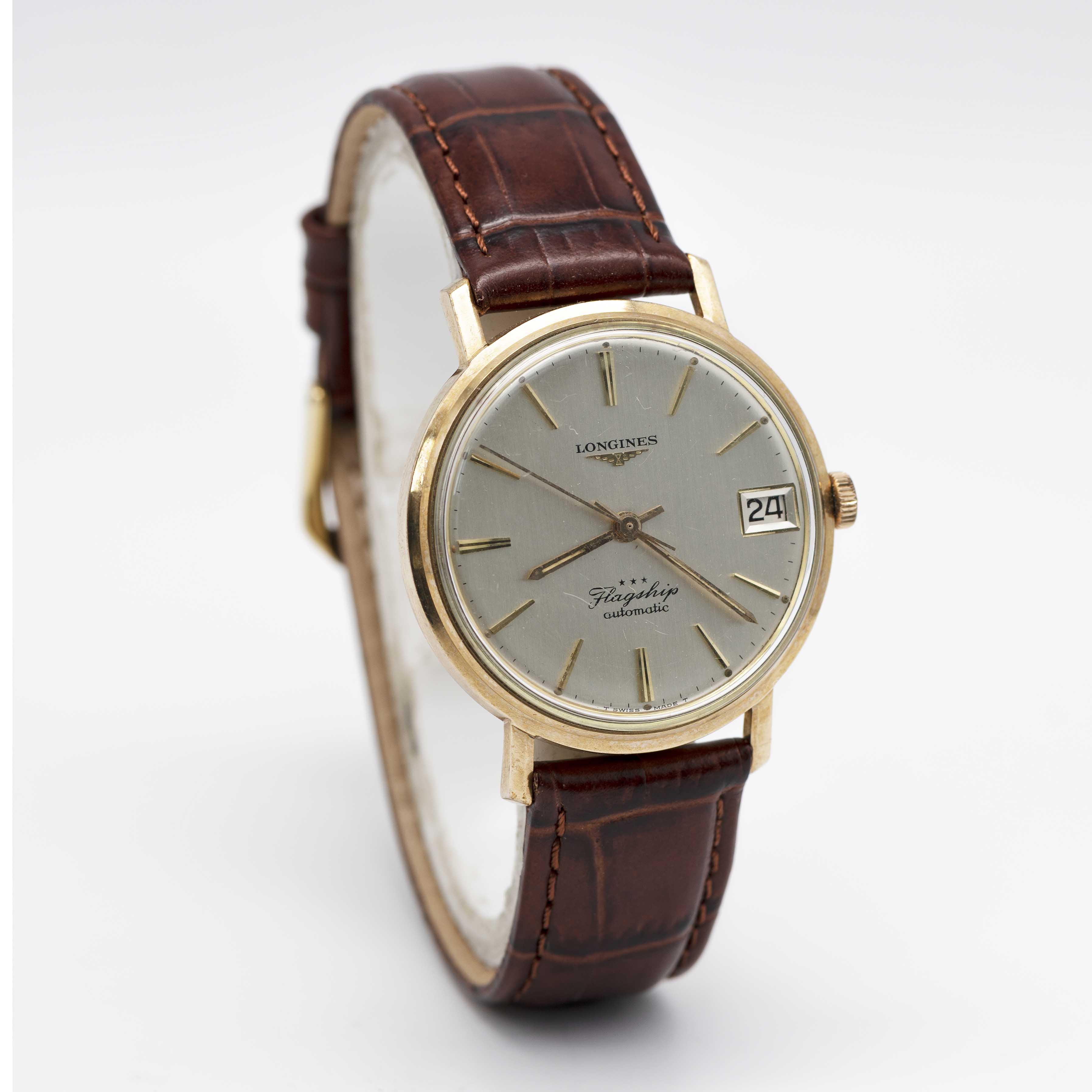 A GENTLEMAN'S 9CT SOLID GOLD LONGINES FLAGSHIP AUTOMATIC WRIST WATCH CIRCA 1966, REF. 3418 WITH - Image 4 of 8