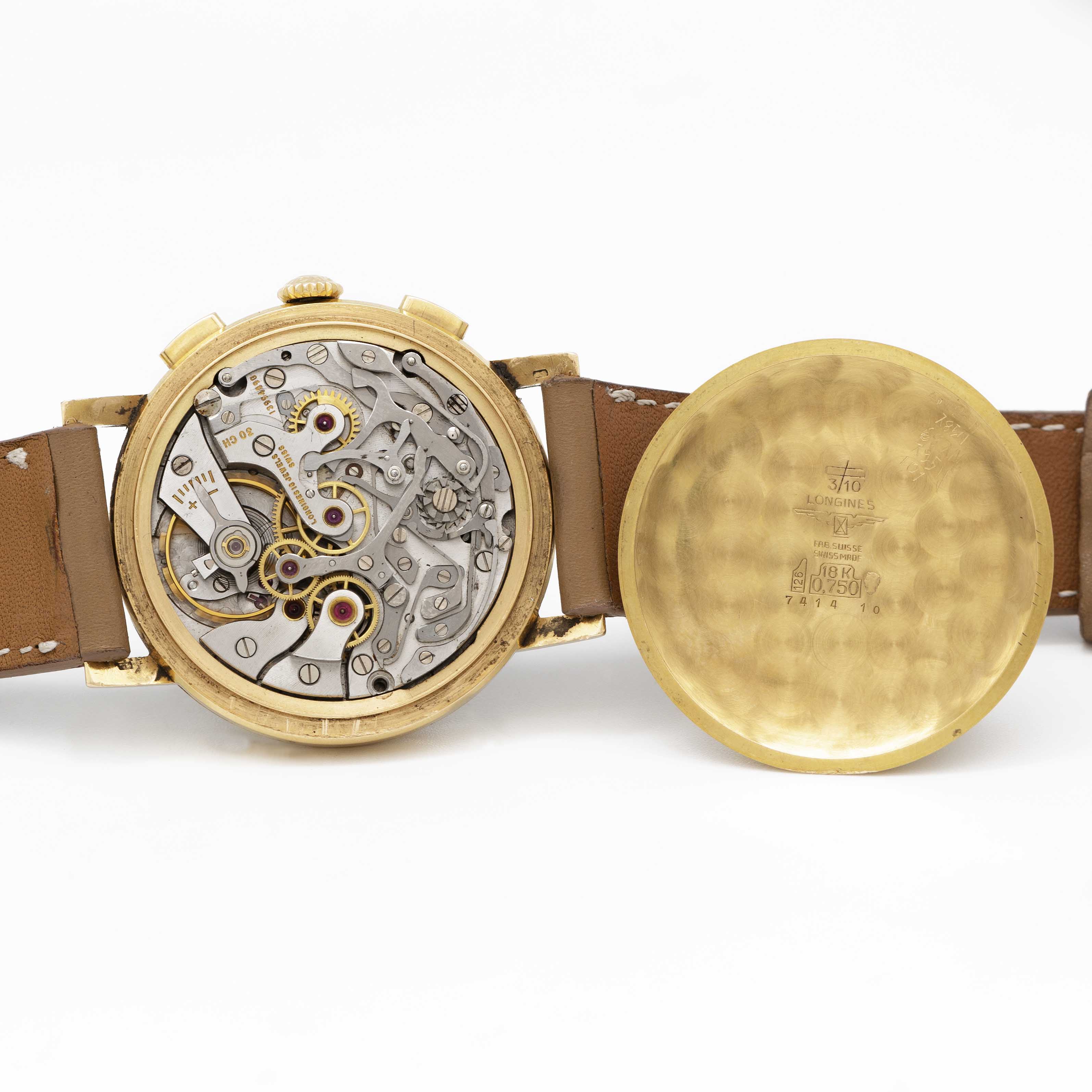 A GENTLEMAN'S 18K SOLID YELLOW GOLD LONGINES FLYBACK CHRONOGRAPH WRIST WATCH DATED 1969, REF. 7414 - Image 7 of 9