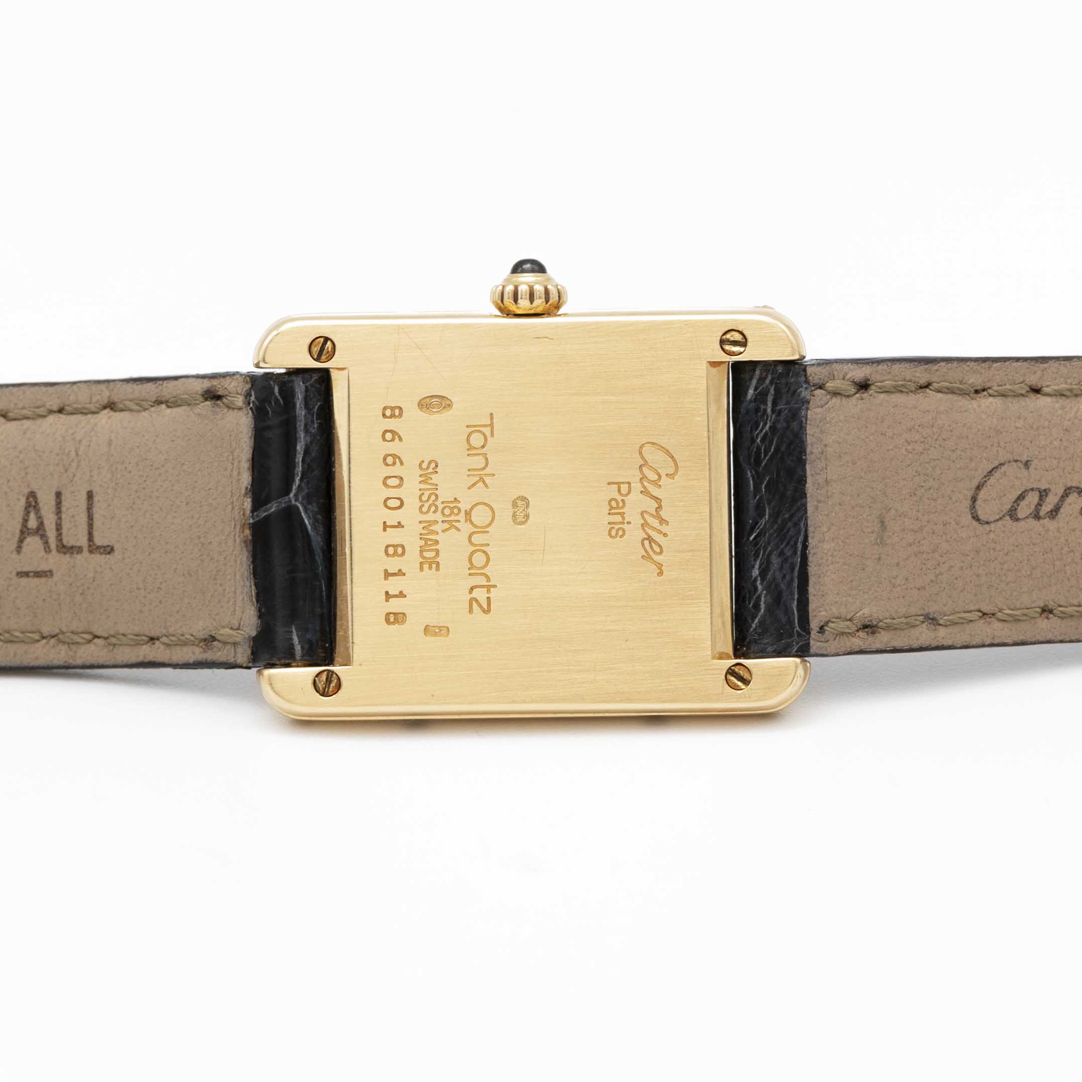 A LADIES 18K SOLID GOLD CARTIER PARIS TANK WRIST WATCH CIRCA 1990s, REF. 8660 Movement: Quartz, - Image 5 of 9