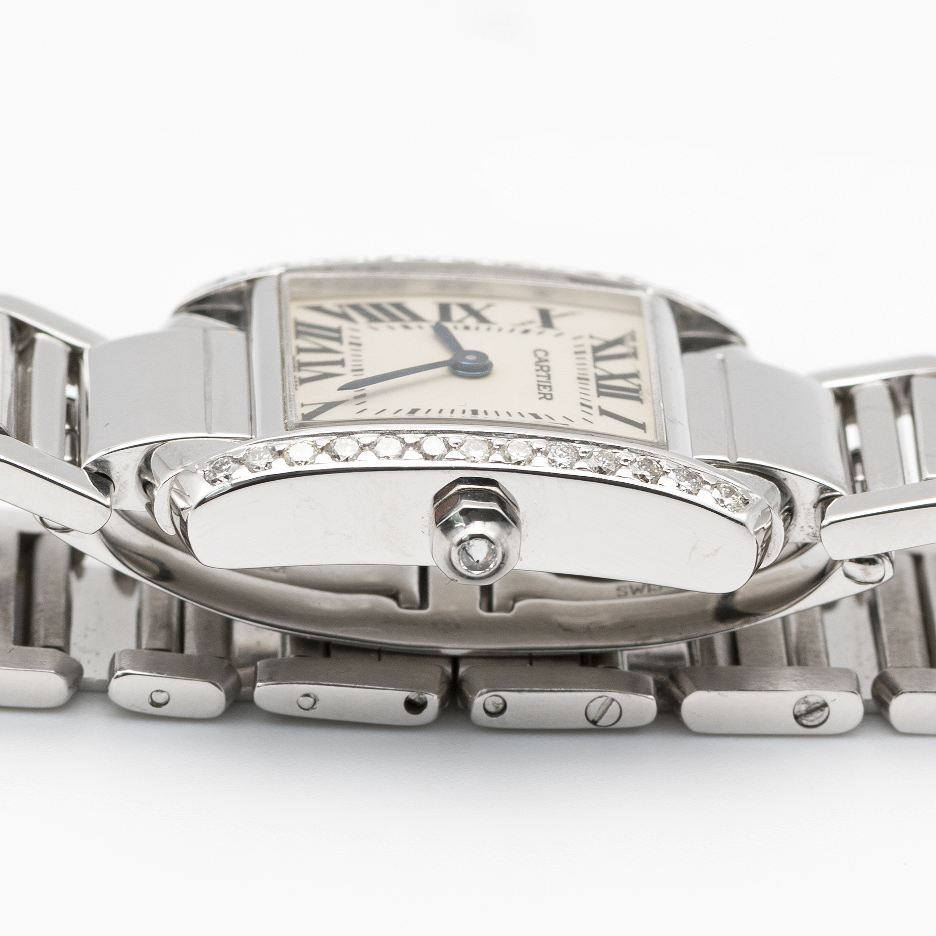 A LADIES 18K SOLID WHITE GOLD CARTIER TANK FRANCAISE BRACELET WATCH CIRCA 2005, REF. 2403 WITH AFTER - Image 8 of 9