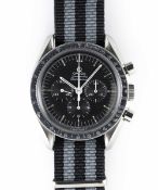 A RARE GENTLEMAN'S STAINLESS STEEL OMEGA SPEEDMASTER PROFESSIONAL CHRONOGRAPH WRIST WATCH CIRCA