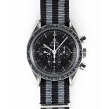 A RARE GENTLEMAN'S STAINLESS STEEL OMEGA SPEEDMASTER PROFESSIONAL CHRONOGRAPH WRIST WATCH CIRCA