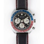 A GENTLEMAN'S STAINLESS STEEL BAYLOR GMT CHRONOGRAPH WRIST WATCH CIRCA 1970 Movement: 17J, manual