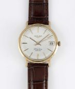 A GENTLEMAN'S 9CT SOLID GOLD LONGINES FLAGSHIP AUTOMATIC WRIST WATCH CIRCA 1966, REF. 3418 WITH