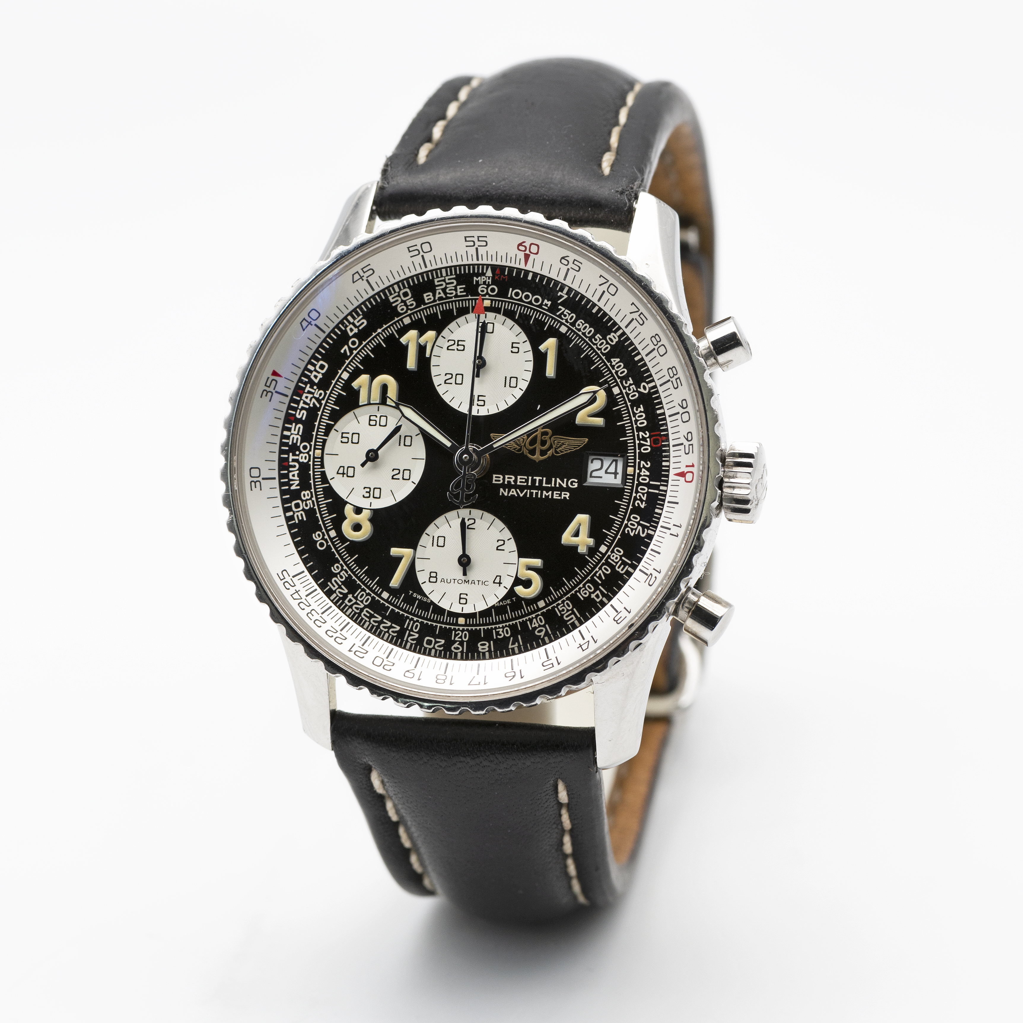 A GENTLEMAN'S STAINLESS STEEL BREITLING NAVITIMER AUTOMATIC CHRONOGRAPH WRIST WATCH CIRCA 1990s, - Image 3 of 8