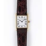 A GENTLEMAN'S SIZE 18K SOLID GOLD CARTIER PARIS TANK WRIST WATCH CIRCA 1990s, WITH CARTIER BOX &