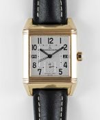 A GENTLEMAN'S 18K SOLID YELLOW GOLD JAEGER LECOULTRE REVERSO SQUADRA 1000 HOURS AUTOMATIC WRIST