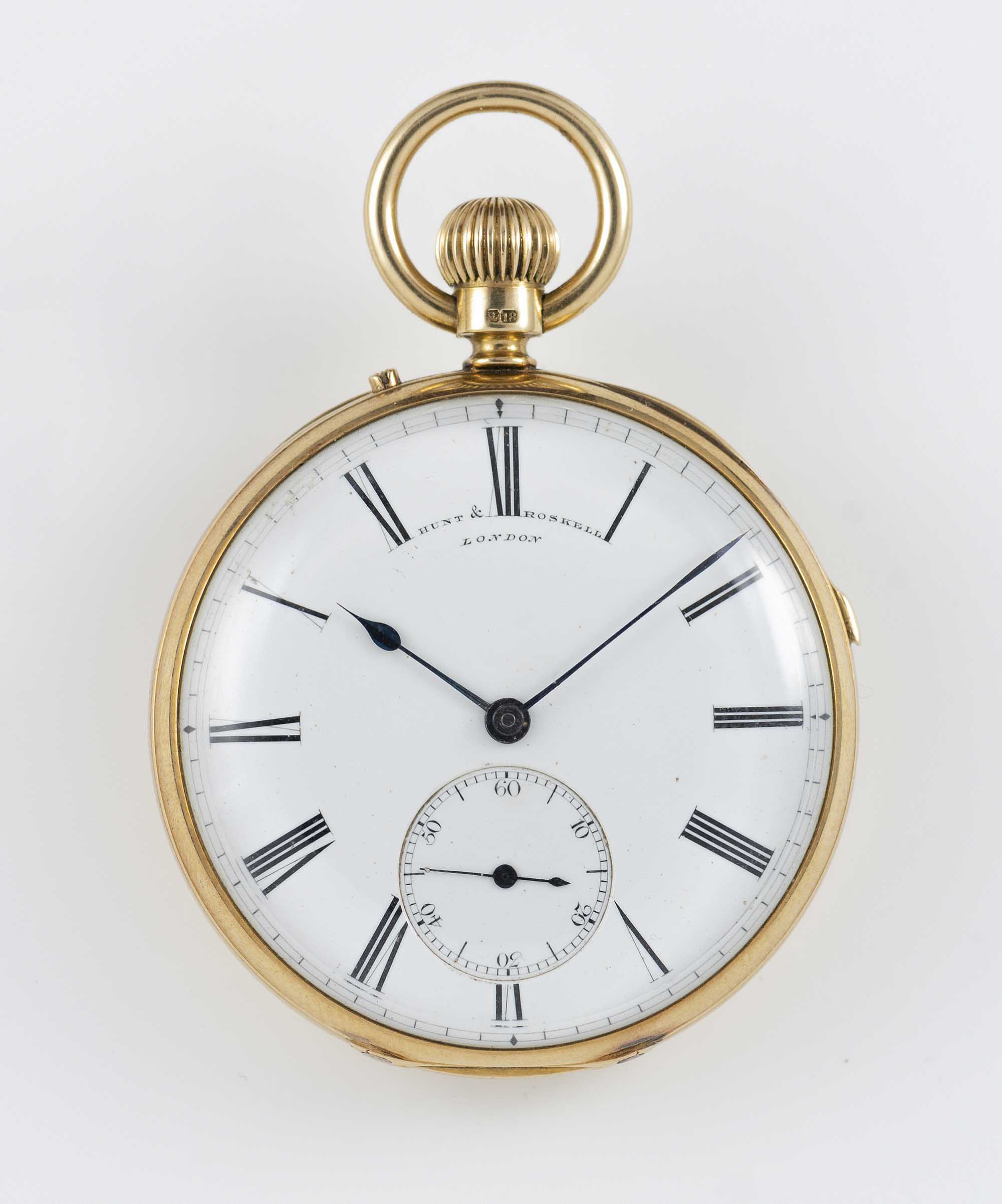A FINE GENTLEMAN'S 18K SOLID GOLD OPEN FACE QUARTER REPEATER POCKET WATCH CIRCA 1870s SIGNED