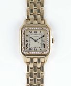 A LARGE SIZE 18K SOLID GOLD CARTIER PANTHERE BRACELET WATCH CIRCA 1990s, REF. 8839 WITH AFTER SET