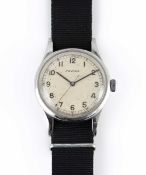 A RARE GENTLEMAN'S STAINLESS STEEL BRITISH MILITARY AIR MINISTRY MOVADO WRIST WATCH CIRCA 1942