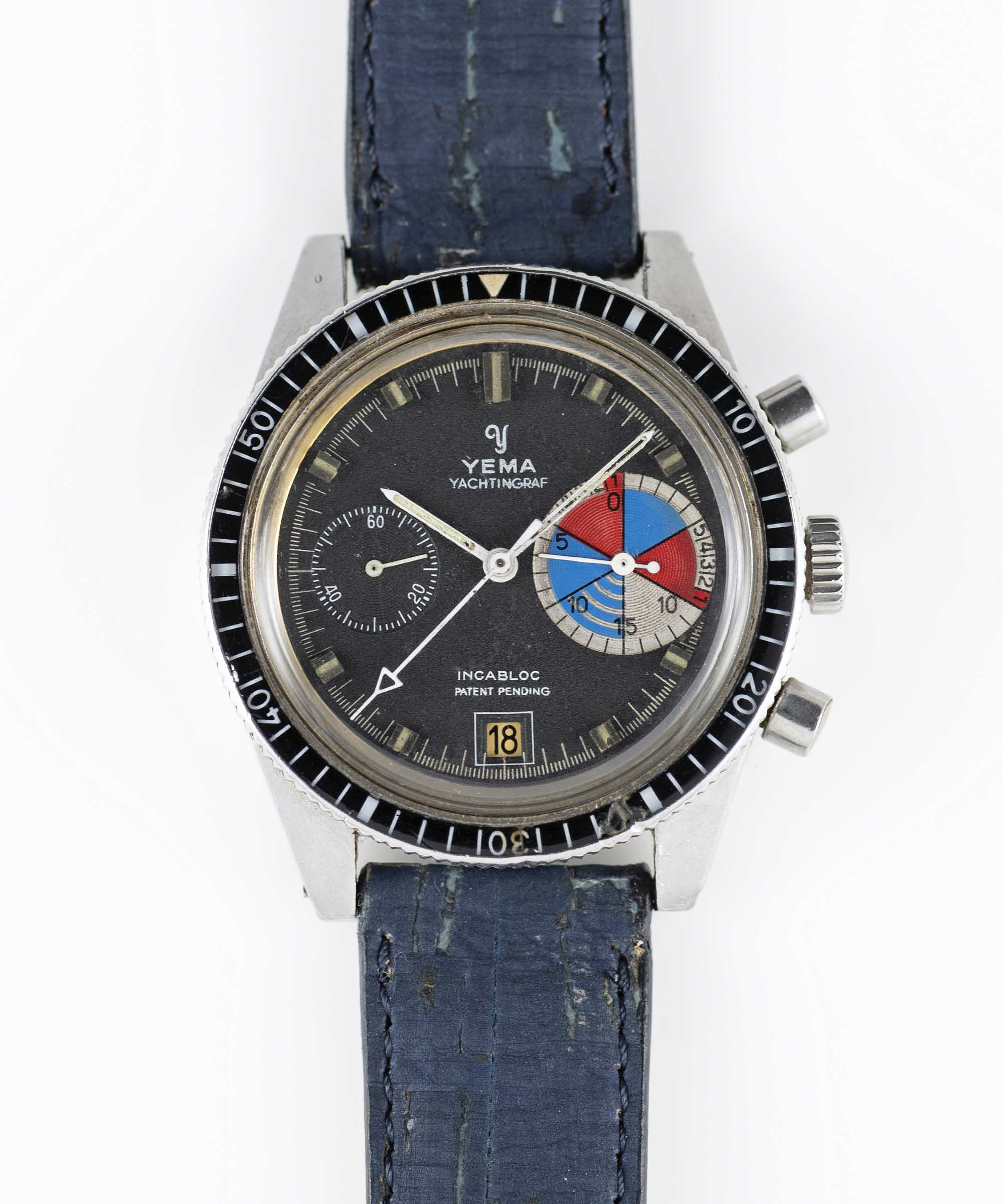 A GENTLEMAN'S STAINLESS STEEL YEMA YACHTINGRAF CHRONOGRAPH WRIST WATCH CIRCA 1968, PATENT PENDING