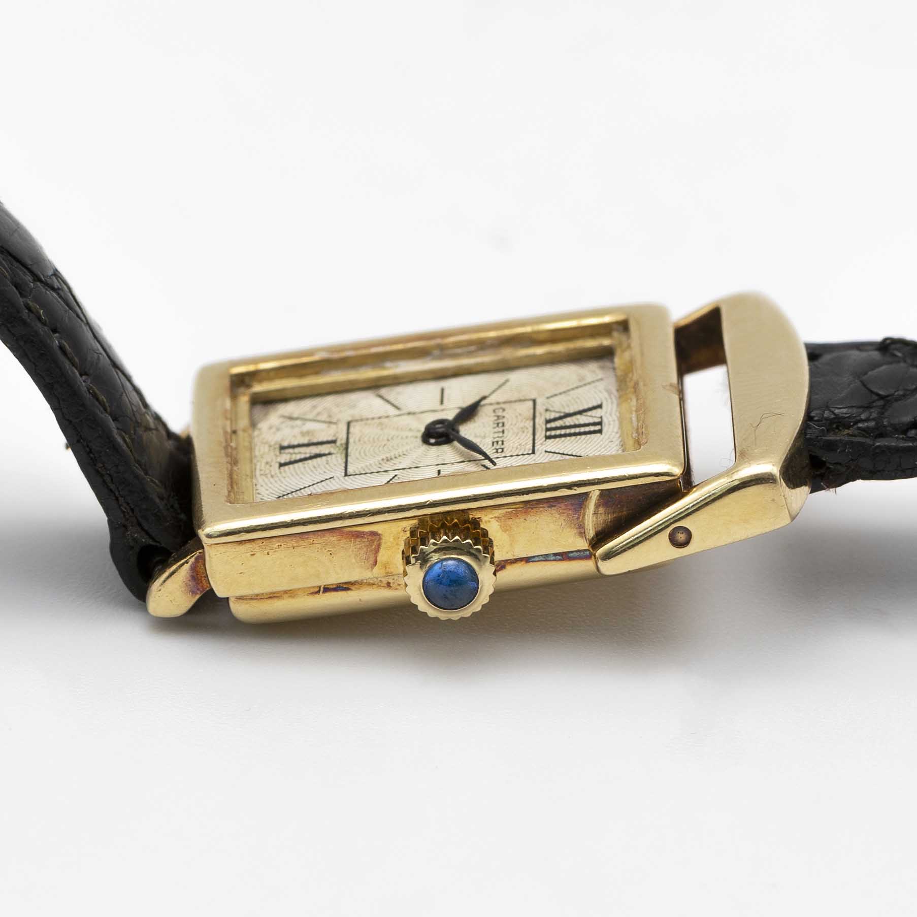 A RARE LADIES 18K SOLID GOLD CARTIER PIVOTANTE WRIST WATCH CIRCA 1960s WITH GUILLOCHE DIAL - Image 6 of 8