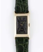 A GENTLEMAN'S 18K SOLID GOLD ROLEX BRANCARD "PRINCE" FLARED RECTANGULAR WRIST WATCH CIRCA 1930s,