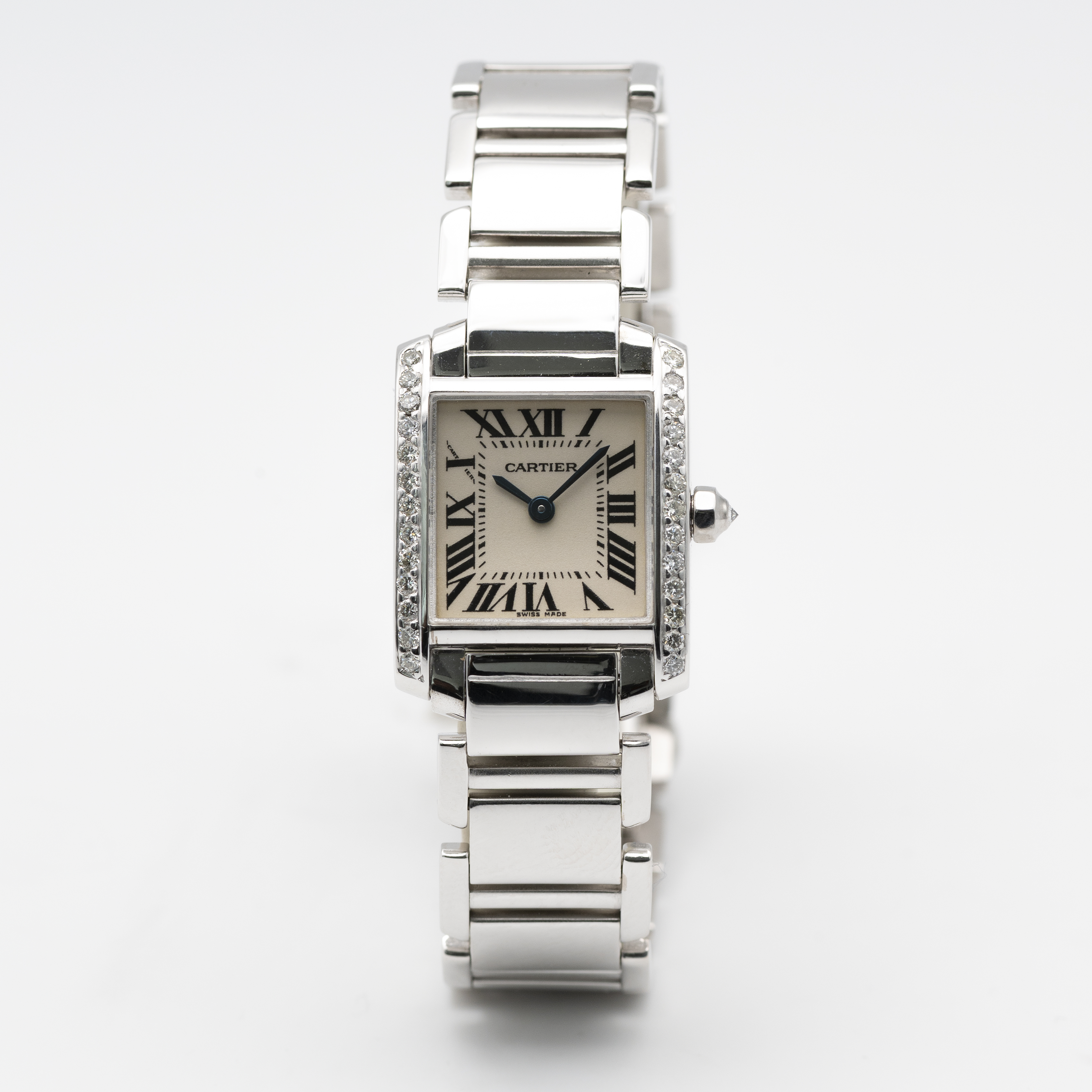 A LADIES 18K SOLID WHITE GOLD CARTIER TANK FRANCAISE BRACELET WATCH CIRCA 2005, REF. 2403 WITH AFTER - Image 2 of 9