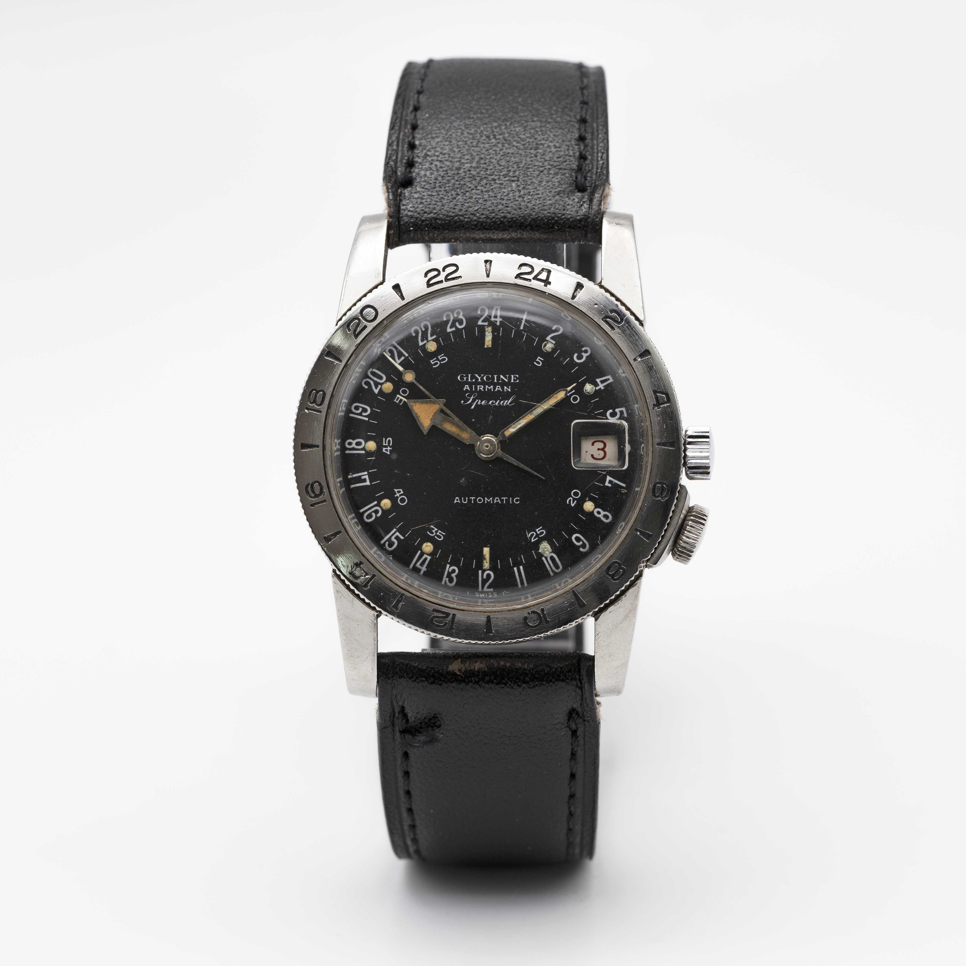 A GENTLEMAN'S STAINLESS STEEL GLYCINE AIRMAN SPECIAL AUTOMATIC PILOTS WRIST WATCH CIRCA 1960s - Image 2 of 8