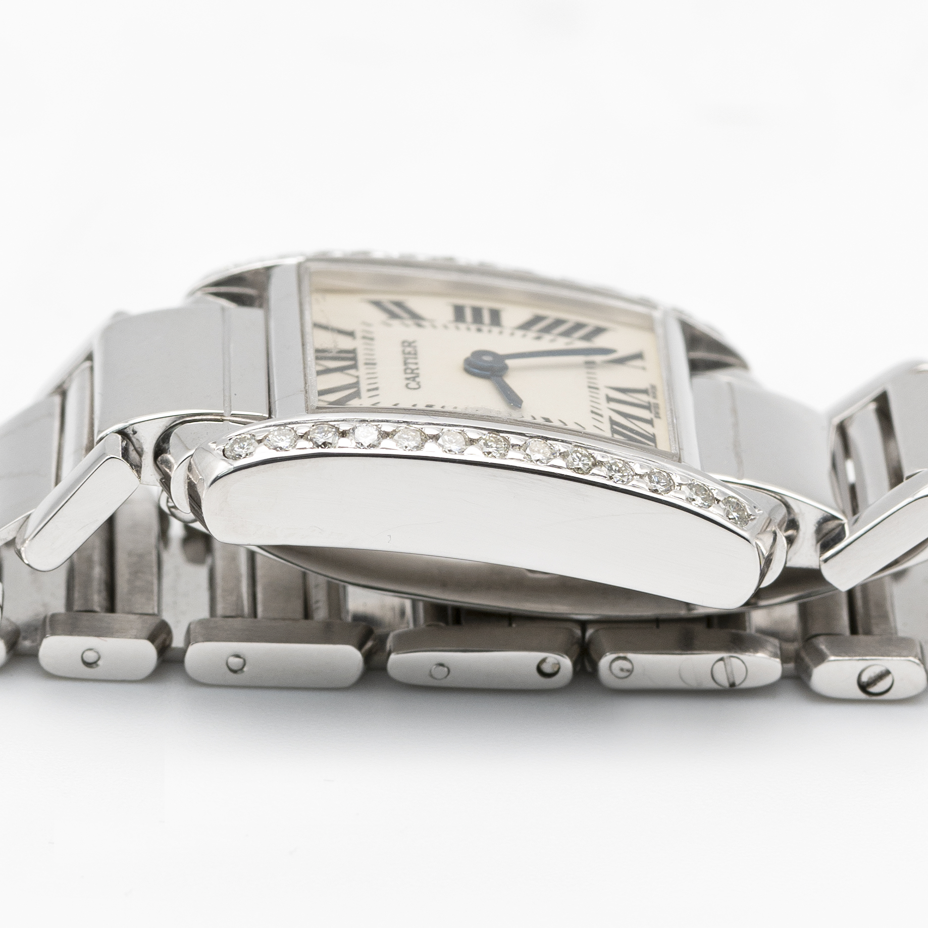 A LADIES 18K SOLID WHITE GOLD CARTIER TANK FRANCAISE BRACELET WATCH CIRCA 2005, REF. 2403 WITH AFTER - Image 9 of 9