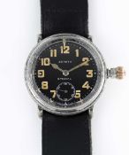 A GENTLEMAN'S ZENITH SPECIAL PILOTS WRIST WATCH CIRCA 1930, WITH BLACK ENAMEL DIAL Movement: