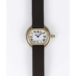 A LADIES 18K YELLOW & WHITE GOLD CARTIER PARIS ELLIPSE WRIST WATCH CIRCA 1970s, REF. 6711