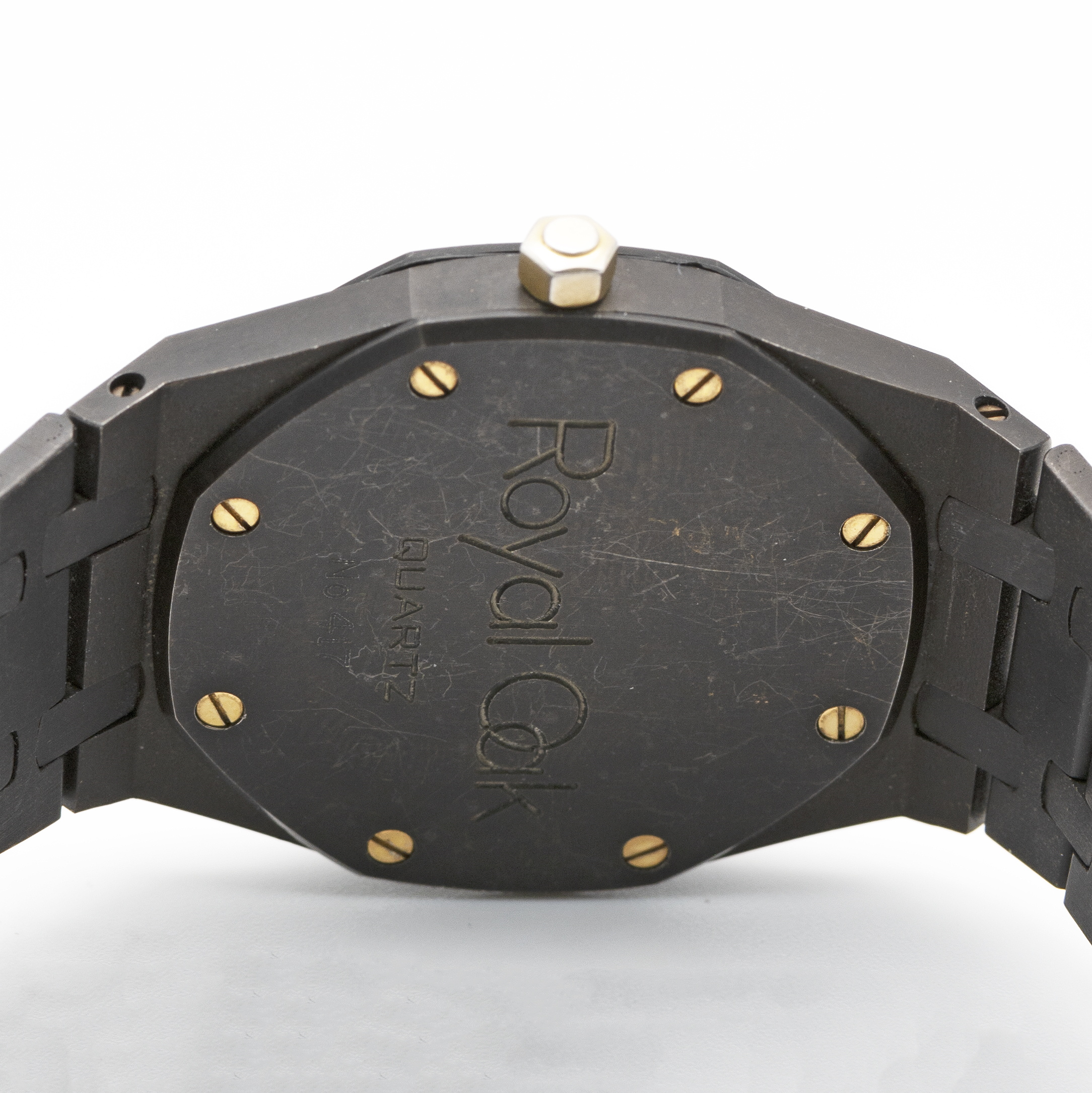 A POSSIBLY UNIQUE GENTLEMAN'S BLACK PVD COATED STAINLESS STEEL AUDEMARS PIGUET ROYAL OAK BRACELET - Image 6 of 8