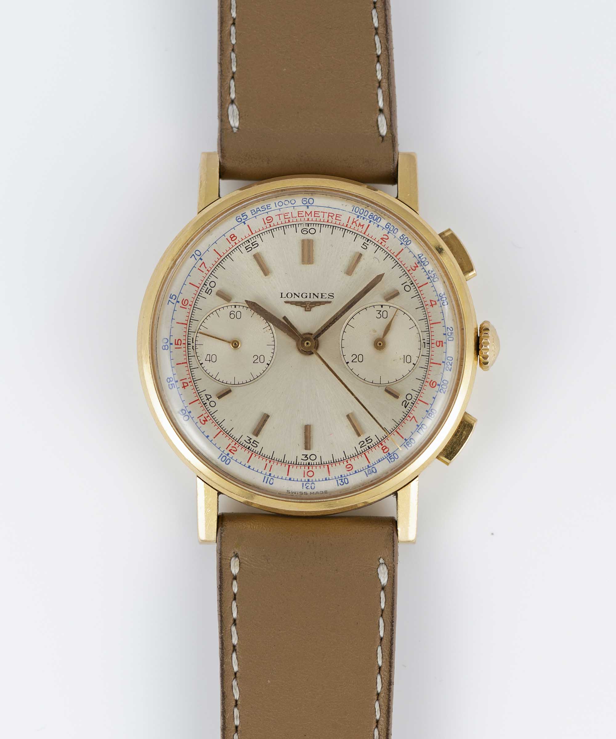 A GENTLEMAN'S 18K SOLID YELLOW GOLD LONGINES FLYBACK CHRONOGRAPH WRIST WATCH DATED 1969, REF. 7414 - Image 2 of 9