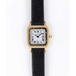 A LADIES 18K SOLID GOLD CARTIER SANTOS PARIS DUMONT WRIST WATCH CIRCA 1990s, REF. 9605  Movement: