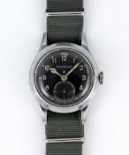 A GENTLEMAN'S BRITISH MILITARY JAEGER LECOULTRE W.W.W. WRIST WATCH CIRCA 1945, PART OF THE "DIRTY
