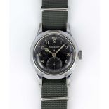 A GENTLEMAN'S BRITISH MILITARY JAEGER LECOULTRE W.W.W. WRIST WATCH CIRCA 1945, PART OF THE "DIRTY