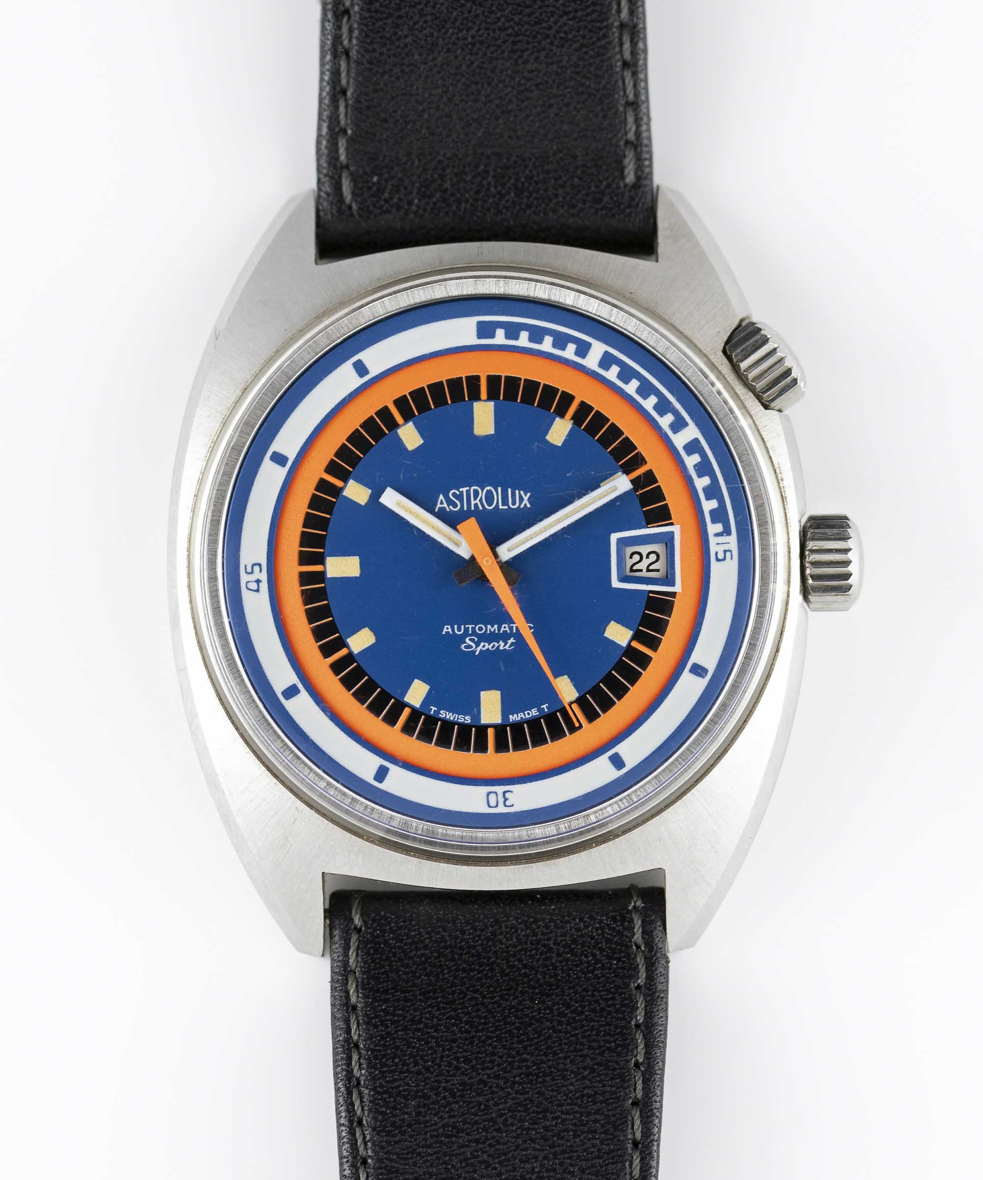 A RARE GENTLEMAN'S STAINLESS STEEL GLYCINE ASTROLUX AIRMAN SST SPORT AUTOMATIC WRIST WATCH CIRCA