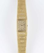 A LADIES FINE 18K SOLID YELLOW GOLD & DIAMOND JAEGER LECOULTRE REVERSO BRACELET WATCH CIRCA 1980s