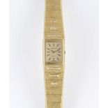 A LADIES FINE 18K SOLID YELLOW GOLD & DIAMOND JAEGER LECOULTRE REVERSO BRACELET WATCH CIRCA 1980s