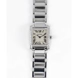 A LADIES 18K SOLID WHITE GOLD CARTIER TANK FRANCAISE BRACELET WATCH CIRCA 2005, REF. 2403 WITH AFTER