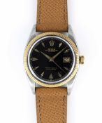 A RARE GENTLEMAN'S STEEL & GOLD ROLEX OYSTER PERPETUAL DATEJUST WRIST WATCH CIRCA 1957, REF. 6605