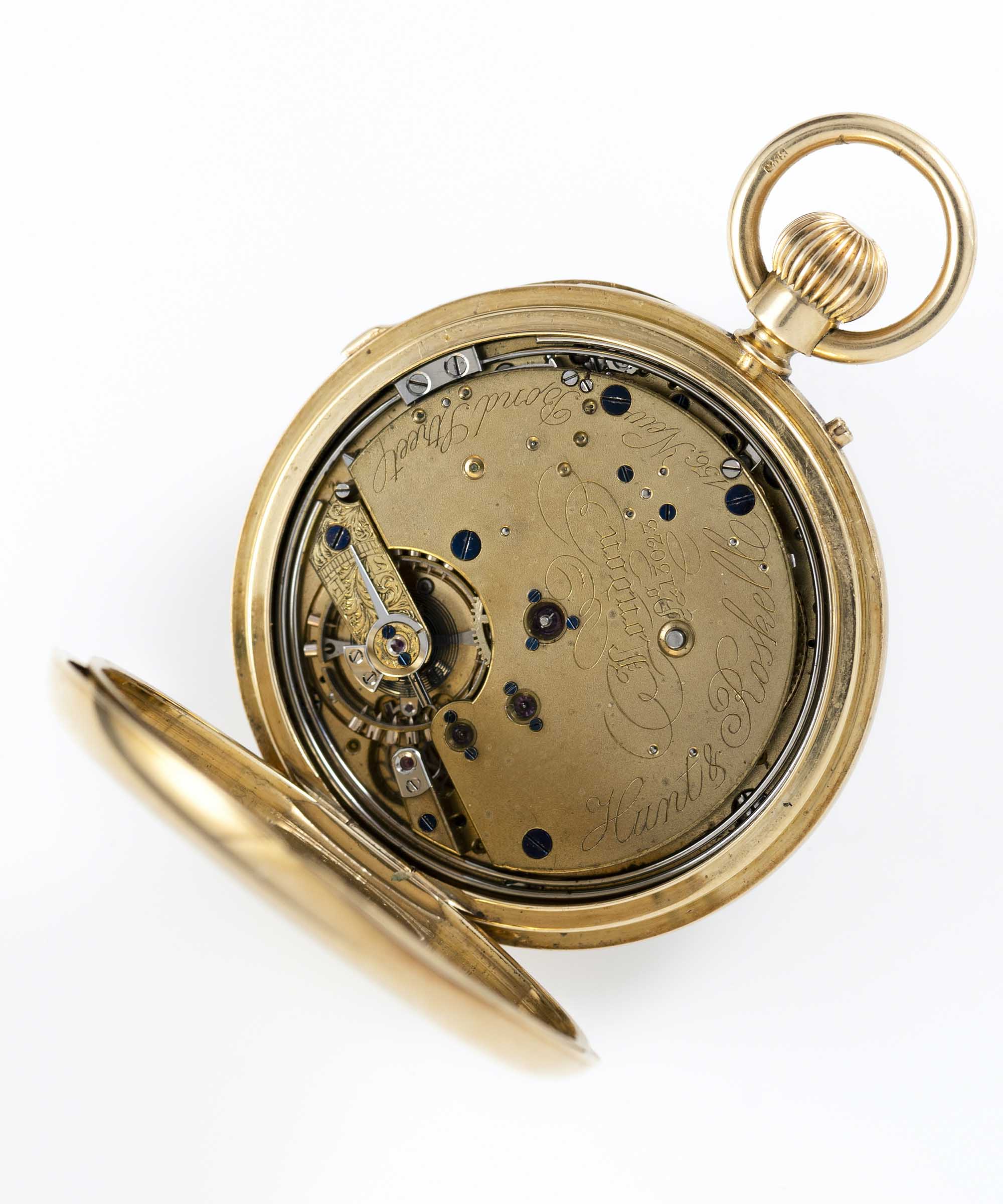 A FINE GENTLEMAN'S 18K SOLID GOLD OPEN FACE QUARTER REPEATER POCKET WATCH CIRCA 1870s SIGNED - Image 2 of 2