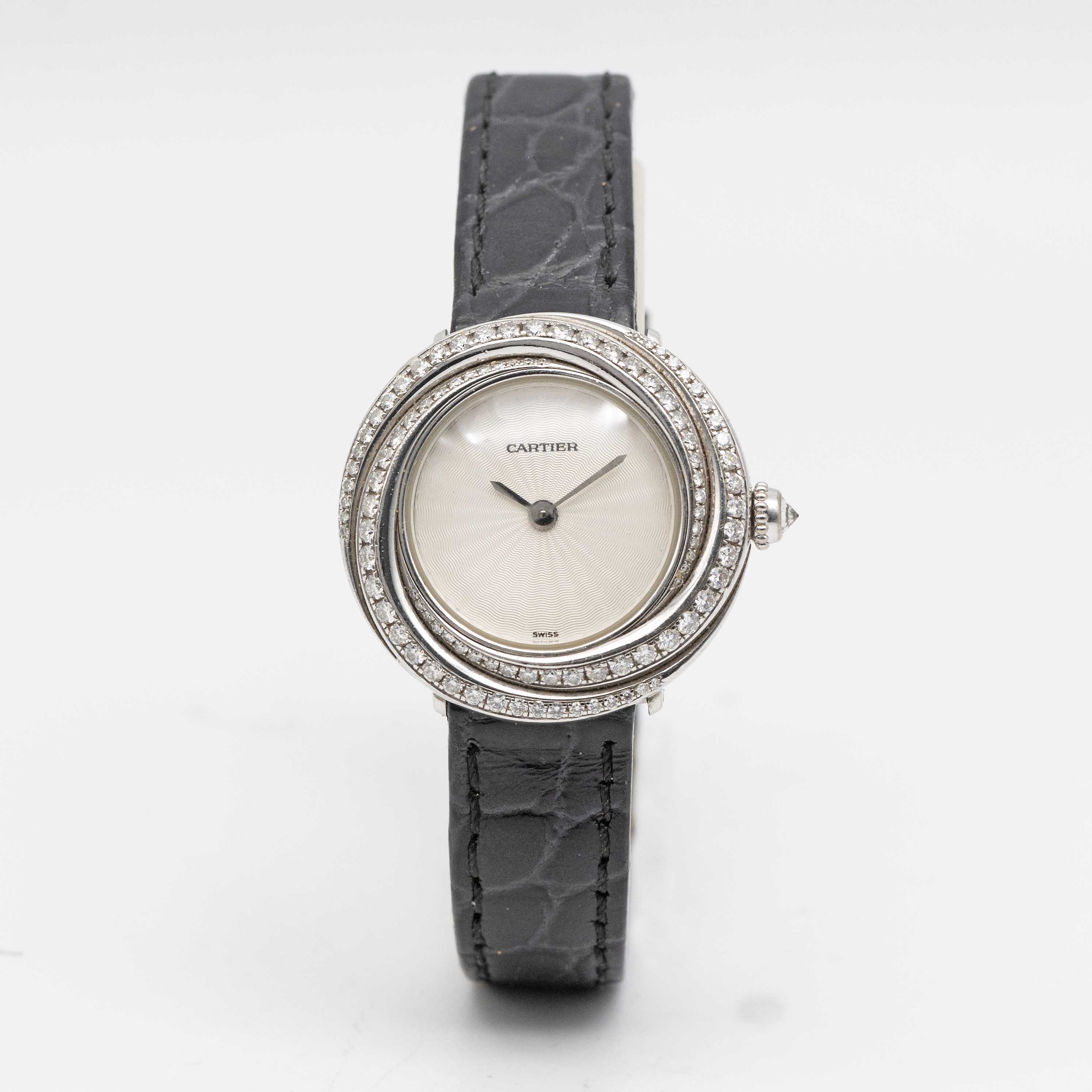 A LADIES 18K SOLID WHITE GOLD & DIAMOND CARTIER TRINITY WRIST WATCH CIRCA 2000s, REF. 2444 Movement: - Image 2 of 9