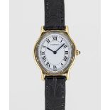 A LADIES 18K YELLOW & WHITE GOLD CARTIER PARIS ARCADE WRIST WATCH DATED 1987, REF. 96059 ACCOMPANIED