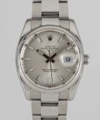 A GENTLEMAN'S SIZE STAINLESS STEEL ROLEX OYSTER PERPETUAL DATE 34 BRACELET WATCH DATED 2009, REF.