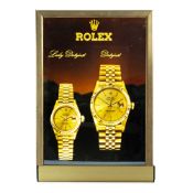 A RARE ILLUMINATING ROLEX DATEJUST ADVERTISING SHOP SIGN CIRCA 1980s  Measures approx. 47cm by 32cm.
