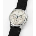 A RARE GENTLEMAN'S STAINLESS STEEL UNIVERSAL GENEVE COMPAX CHRONOGRAPH WRIST WATCH